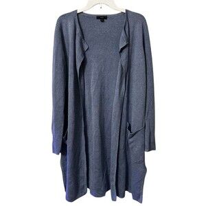 J.Crew Juliette Collarless Sweater Blazer Women Medium Blue Long Cardigan